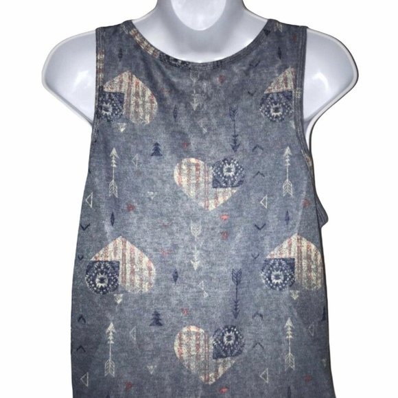 Wallflower Blue Mildly Sheer Patriotic Tank Top L - Picture 7 of 9